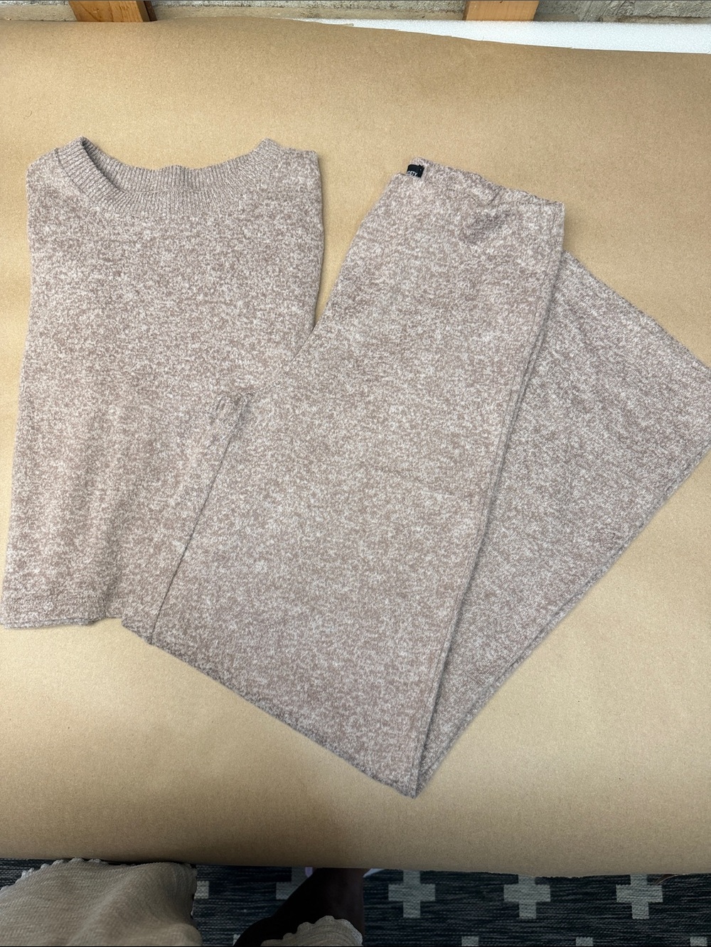 Streetwear Society Heathered Taupe Wide-Leg Knit Pants & Top